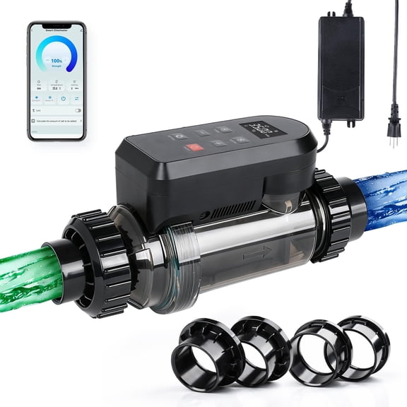 Foxlux Salt Water Pool Chlorinator System  Smart Saltwater Chlorine Generator with Titanium Cell, FCC & ETL Certified, Wi-Fi & App Control, Digital Panel, Self-Clean, for Pools up to 40,000 Gallons