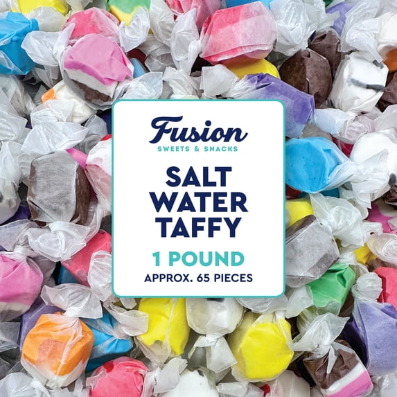 Salt Water Taffy Asorted Mix, Individually Wrapped - 1 Pound Bag - Saltwater Taffy Bulk Candy Individually Wrapped - Old Fashioned Retro Candy - Soft and Chewy, Party Favor, Gluten Free