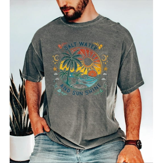 Salt Water and Sun Shine Shirt, Family Gift Shirt, Tropical Vacation Shirt, Summer Shirt, Retro Beach Shirt, L330