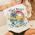 thumbnail image 1 of Salt Water and Sunshine T-Shirt, Retro Tropical Summer Tee, Beach Vibes Graphic Shirt, Cute Coastal Vacation Outfit for Women, 1 of 5