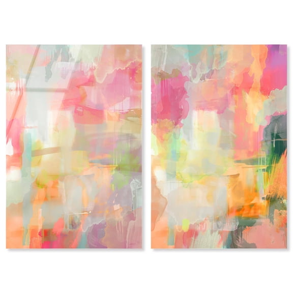 Salt and Berries Duo Acrylic Print Sunset Pink Wall Decor Set by Art Remedy, Ready to Hang, 10 x 15