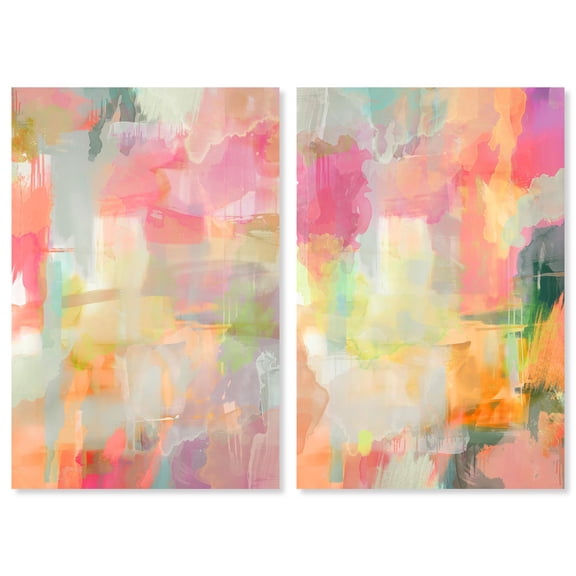 Salt and Berries Duo Canvas Print Sunset Pink Wall Decor Set by Art Remedy, Gallery Wrapped, 10 x 15