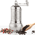 thumbnail image 1 of Salt and Black Pepper Grinder, Refillable Spice Grinder, Authentic Vintage Turkish Pepper Mill Decorative, 4.2 in, Bright Silver, 1 of 8
