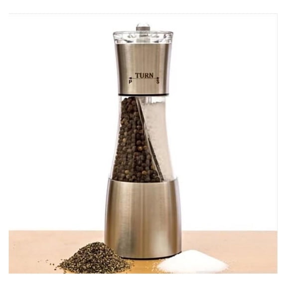 Salt and Pepper Crusher - 2-in-1 Twin Twister Spice Mill - Stainless Steel Adjustable Grinder - Kitchen Gadget for Tabletop & Cooking