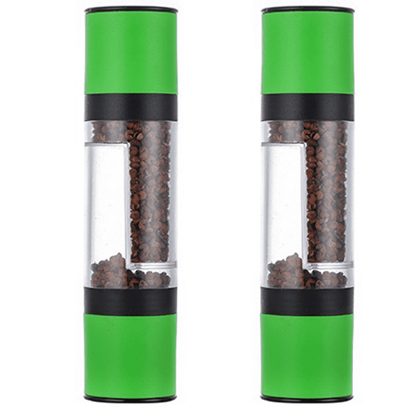 Salt and Pepper Grinder - 2 in 1 Manual Salt Pepper Mill Herb Spice Grinder Shakers Refillable2pcs green