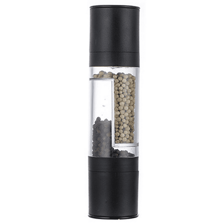 Salt and Pepper Grinder 2 in 1 Stainless Steel Two Way Salt and Pepper Mill Professional Chef Coarse and Fine Manual Grinders Black