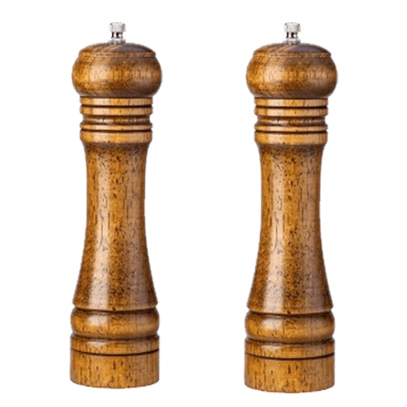 Salt and Pepper Grinder Mill Spice Shaker Solid Wood with Adjustable Ceramic Grinder Kit 2pcs