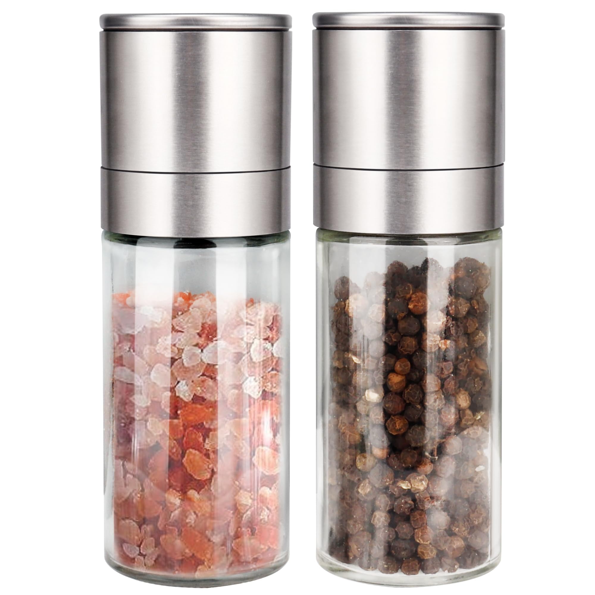 Salt and Pepper Grinder Set Refillable Adjustable Coarseness Stainless Steel Ceramic Rotor Kitchen Spice Mill