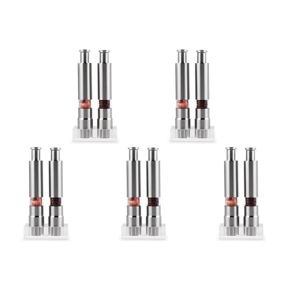 Salt and Pepper Grinder Set of 10, Pepper Mill Stainless Steel Salt Shaker Push-Button Manual Glass Salt and Pepper Set