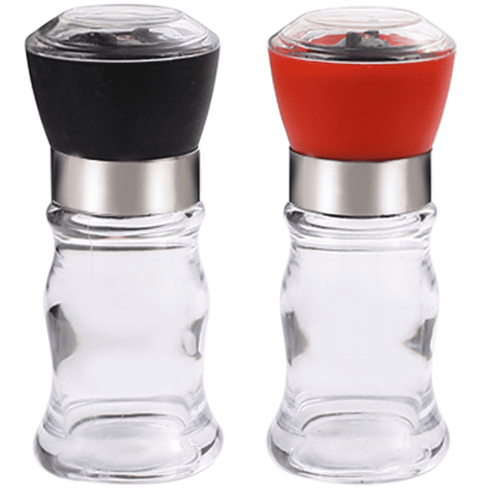 Salt and Pepper Grinder Set of 2 - Adjustable Salt Grinder & Pepper Grinder  - Tall Glass Salt and Pepper Shakers - Pepper Mill & Salt Mill
