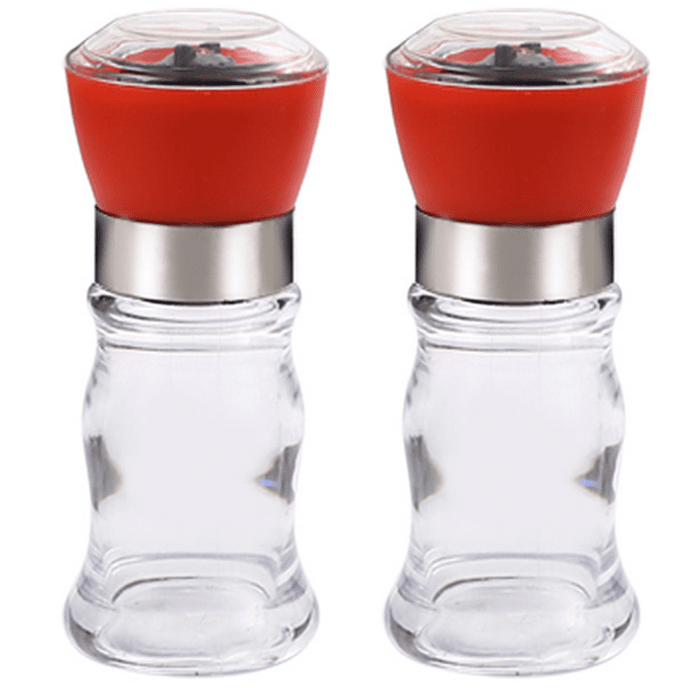 Salt and Pepper Grinder Set of 2 - Adjustable Salt Grinder & Pepper Grinder  - Tall Glass Salt and Pepper Shakers - Pepper Mill & Salt Mill