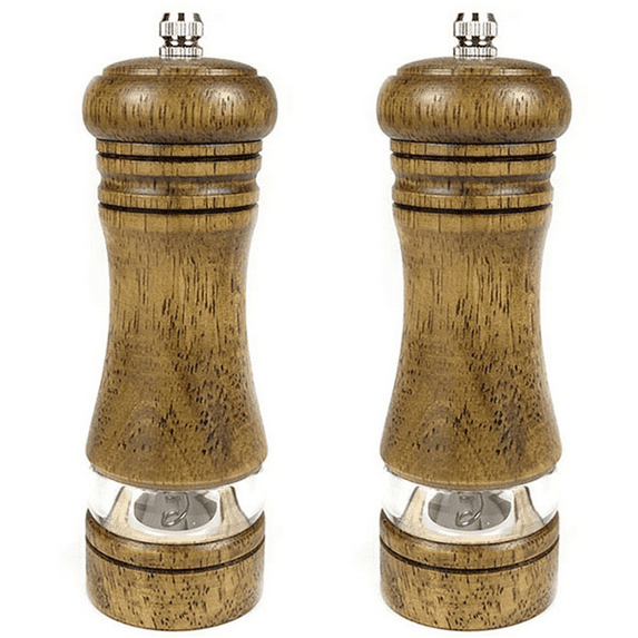 Salt and Pepper Grinders Set Solid Wood Body Pepper Mill with Adjustable Coarseness Fine to Coarse