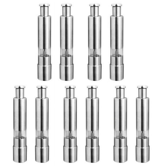 Salt and Pepper Mill Set, Stainless Steel Salt and Pepper Grinder One Hand Operation Salt and Pepper Mill 10Pack