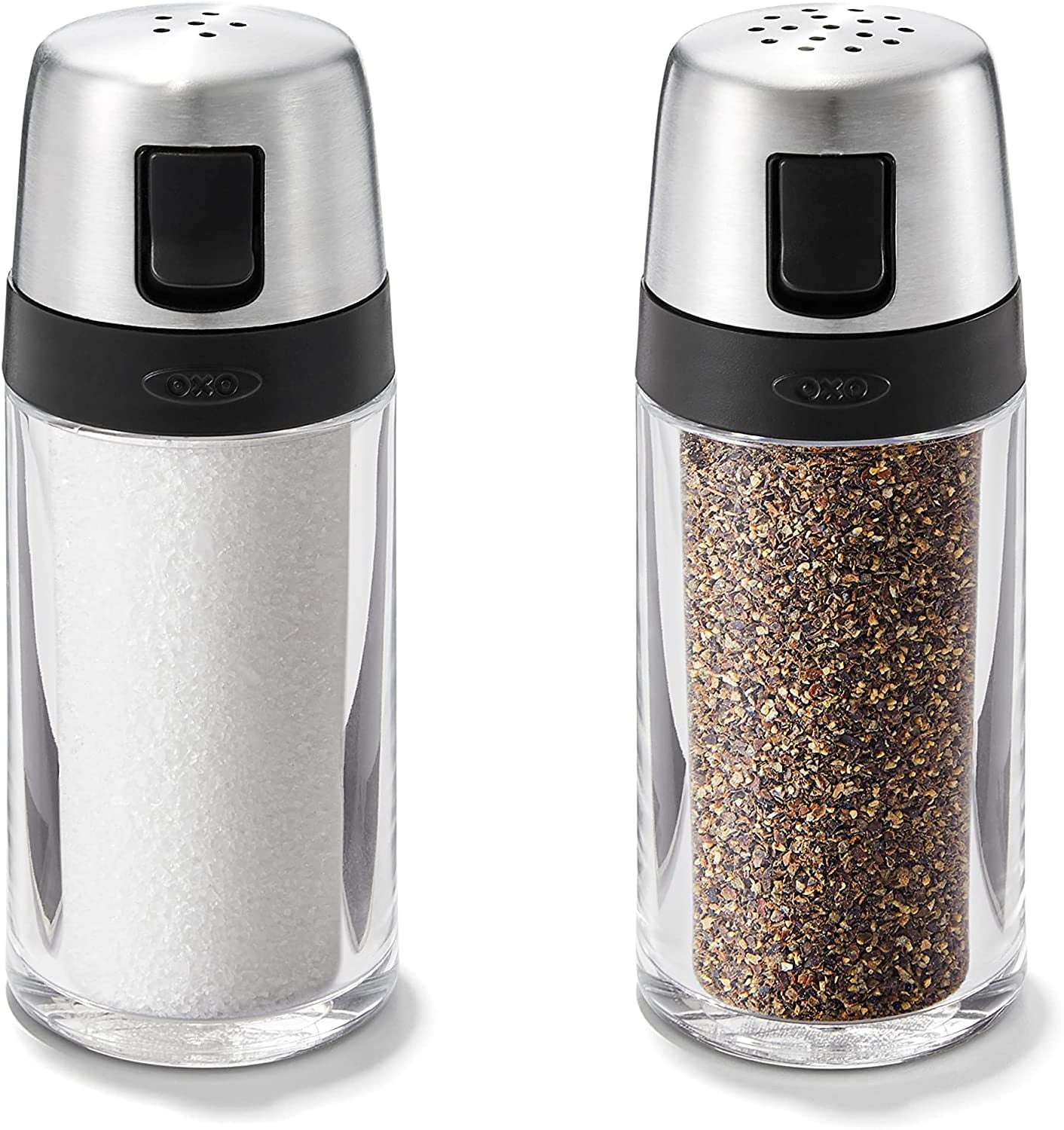 Salt and Pepper Shaker Set, Clear, Stainless Steel - Walmart.com