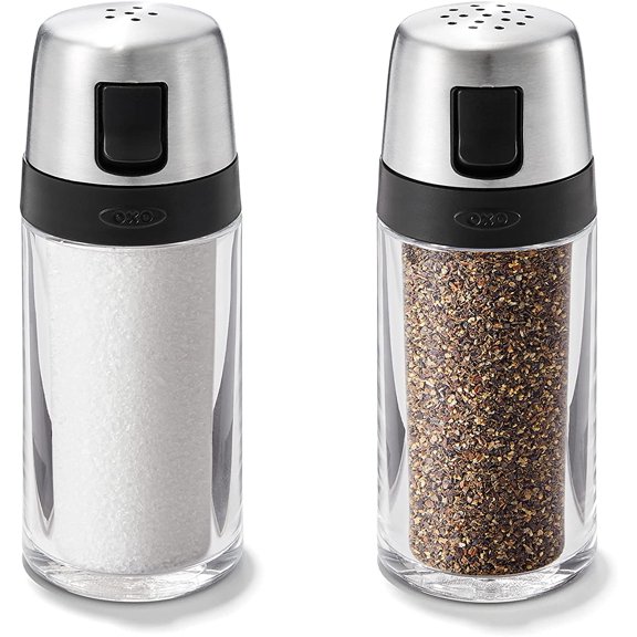 Salt and Pepper Shaker Set, Clear, Stainless Steel