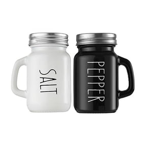 Salt and Pepper Shaker Set, Mason Jar Style Seasoning Containers with Handles and Lids