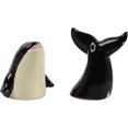 thumbnail image 1 of Salt and Pepper Shakers Novelty Nautical Kitchen Décor - Black Whale and Tail Salt & Pepper Set, 1 of 5