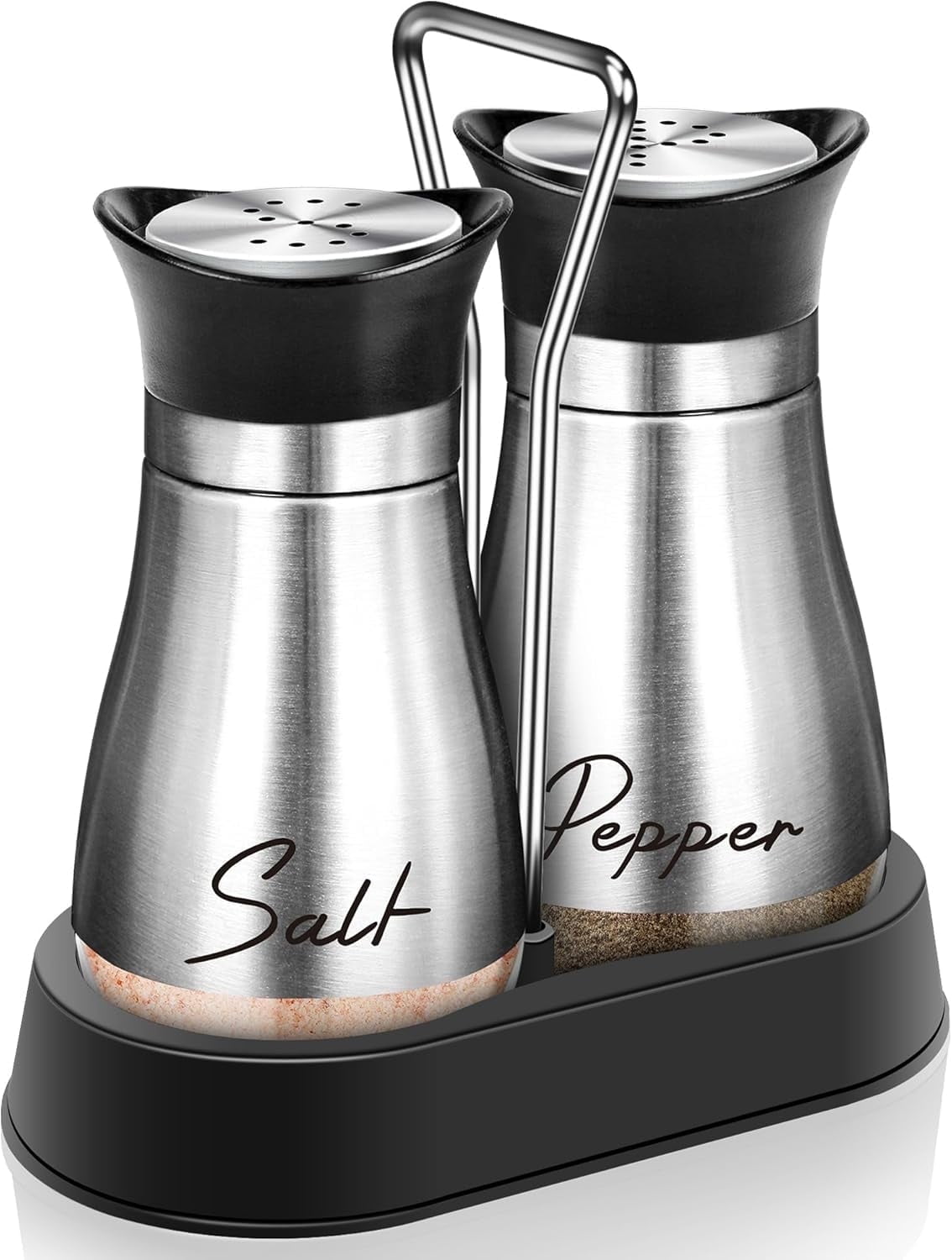 Salt and Pepper Shakers Set, Glass Bottom Salt Pepper Shaker with Stainless Steel Lid for Kitchen Cooking Table, RV, Camp,BBQ Refillable Design - Walmart.com