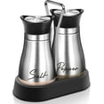 thumbnail image 1 of Salt and Pepper Shakers Set, Glass Bottom Salt Pepper Shaker with Stainless Steel Lid for Kitchen Cooking Table, RV, Camp,BBQ Refillable Design, 1 of 6