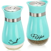 Salt and Pepper Shakers Set, Glass Bottom Salt Pepper Shaker with Stainless Steel Lid for Kitchen Cooking Table, RV, Camp,BBQ Refillable Design