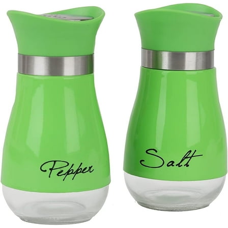 Salt and Pepper Shakers Set, Glass Bottom Salt Pepper Shaker with Stainless Steel Lid for Kitchen Cooking Table, RV, Camp,BBQ Refillable Design