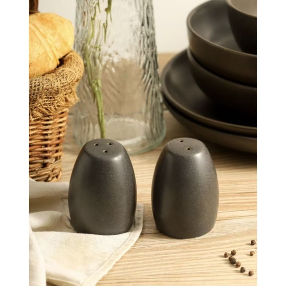 Tikooere Salt and Pepper Shakers,Set of 2 Ceramic Black Salt Shakers for BBQ,Pink Himalayan and Kosher,Cute Pepper Shakers For Farmhouse Kitchen Decor and Accessories
