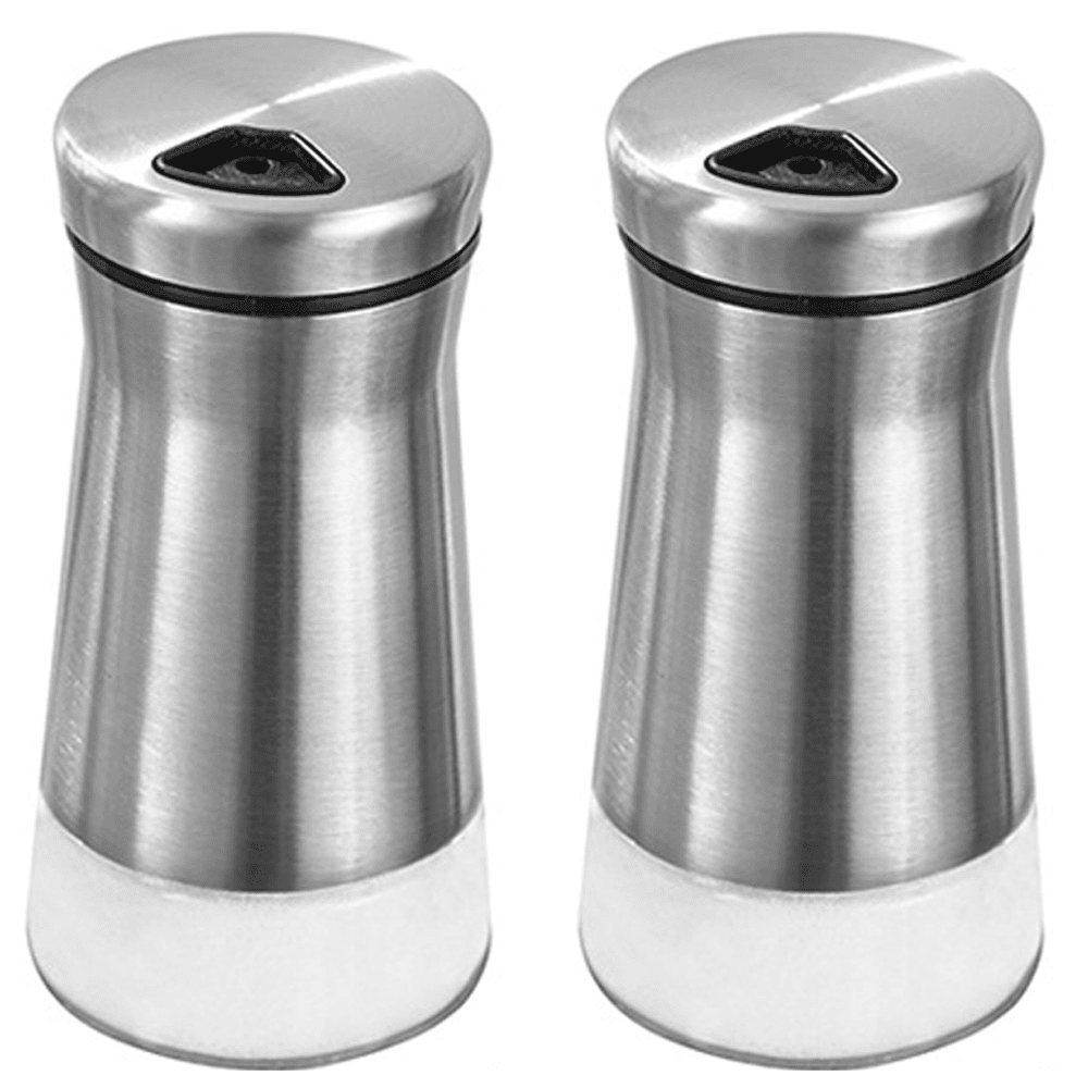 Salt and Pepper Shakers Set with Adjustable Pour Holes Stainless Steel Spice Dispenser