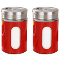 thumbnail image 1 of Salt and Pepper Shakers Stainless Steel and Glass Set with Adjustable Pour Holes, 1 of 5
