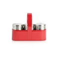 Salt and Pepper shakers with Spice Rack 3 Retro Spice Jars in