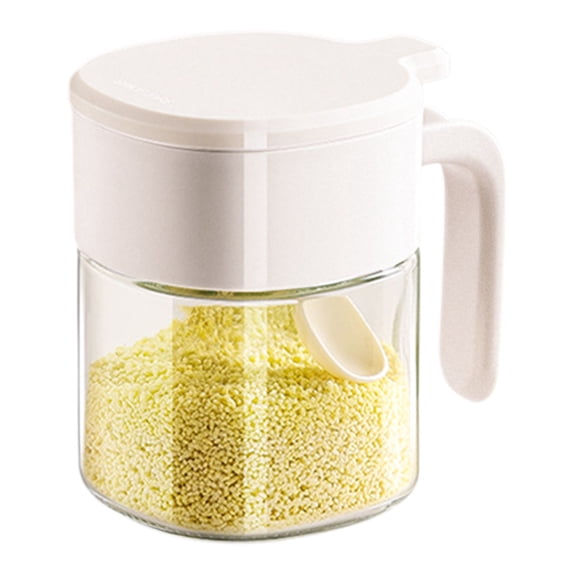 Salt and Spice Jar 12 oz, Plastic Seasoning Bottle for Kitchen Organization, Beige