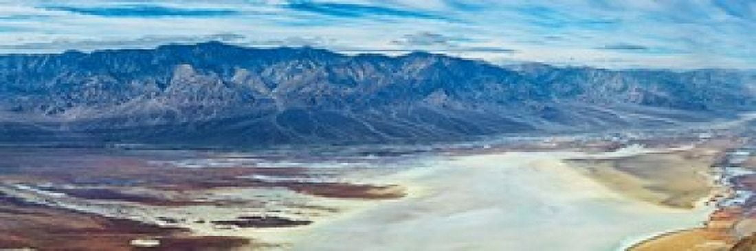 Salt flats viewed from Dantes View Death Valley Death Valley National Park California USA Canvas Art - Panoramic Images (36 x 12)
