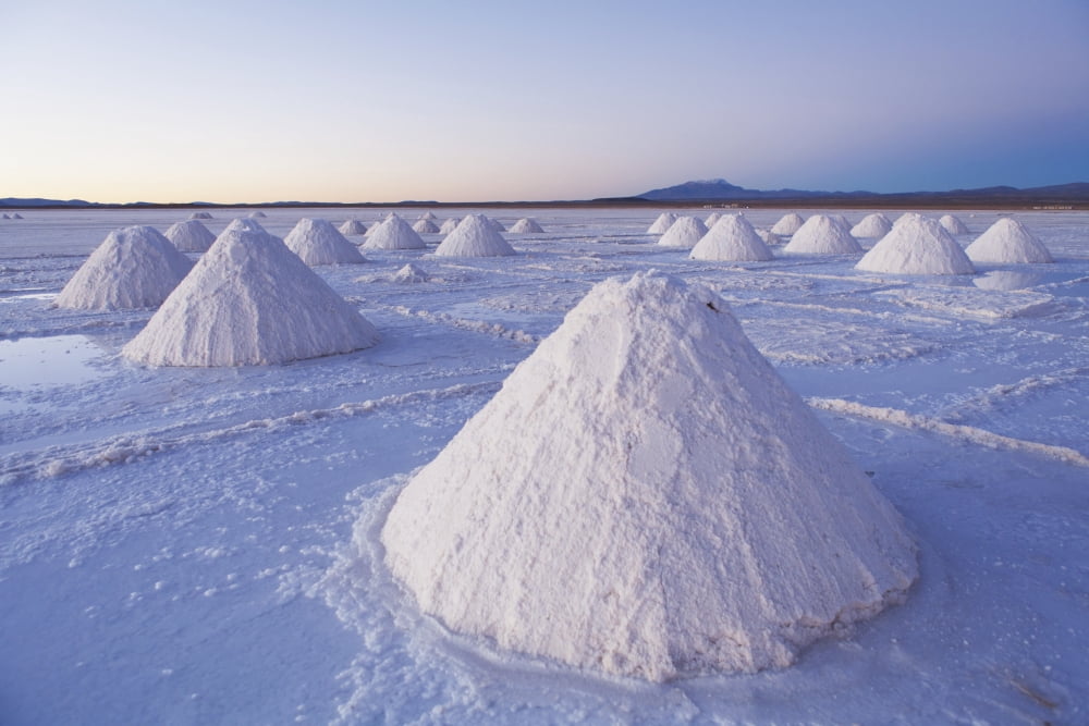 Salt harvest on Salar de Uyuni Bolivia Canvas Art - Carl Bruemmer Design Pics (38 x 24)