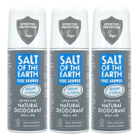Salt of The Earth Pure Armour Men Roll-on Deodorant 75ml (Pack of 3)