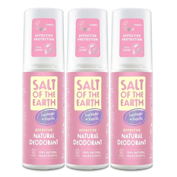 Salt of The Earth Pure Aura Lavender Vanilla Deodorant 100ml (Pack of 3)