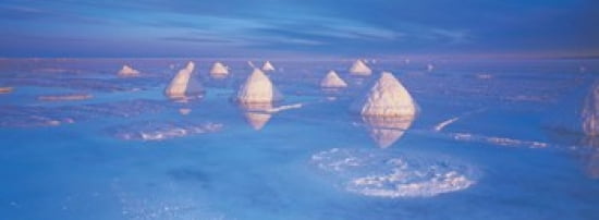 Salt pyramids on salt flat Salar De Uyuni Potosi Bolivia Canvas Art - Panoramic Images (36 x 13)