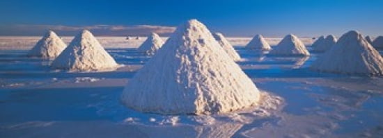Salt pyramids on salt flat Salar de Uyuni Potosi Bolivia Canvas Art - Panoramic Images (36 x 13)