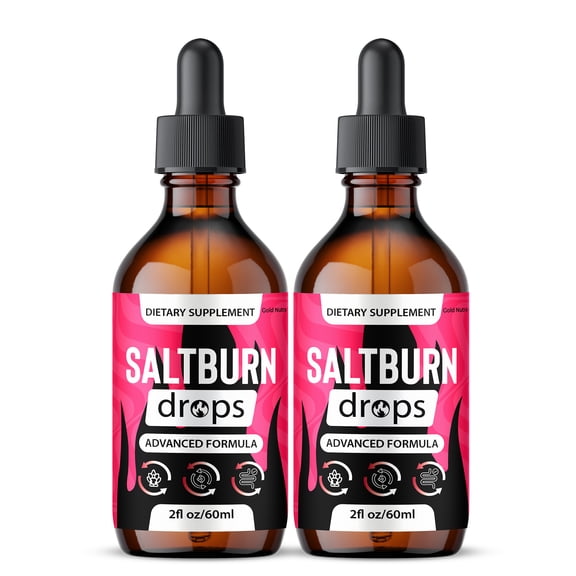 SaltBurn Drops Liquid Supplement, Salt Burn Supplement, All Natural Formula, Overall Wellness & Energy 60 mL per Bottle (2 Pack)