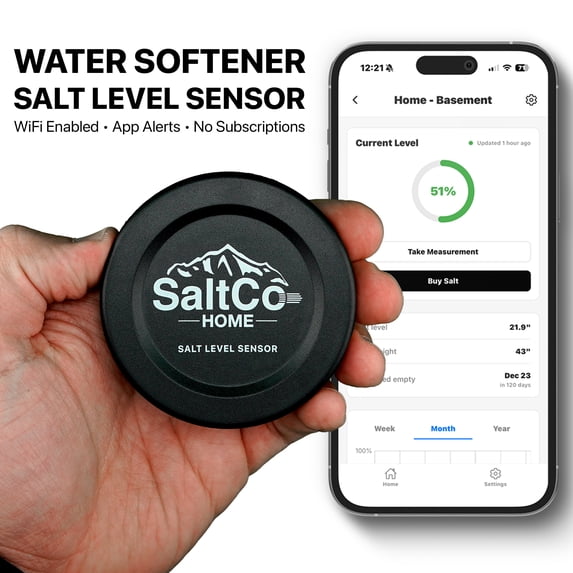 SaltCo Home Salt Level Sensor for Water Softeners with App Alerts