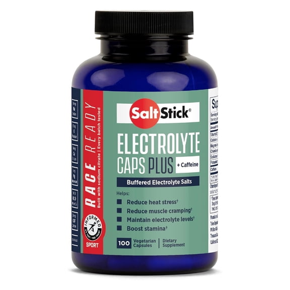 SaltStick Electrolyte Capsules with Caffeine, Salt Pills for Running and Sports, 100 Count