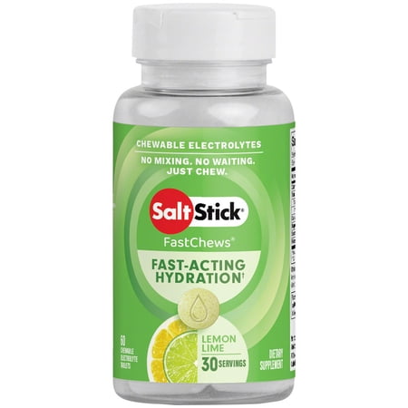 SaltStick Electrolyte FastChews, 60 Lemon Lime Chewable Electrolyte Tablets, 60 Count