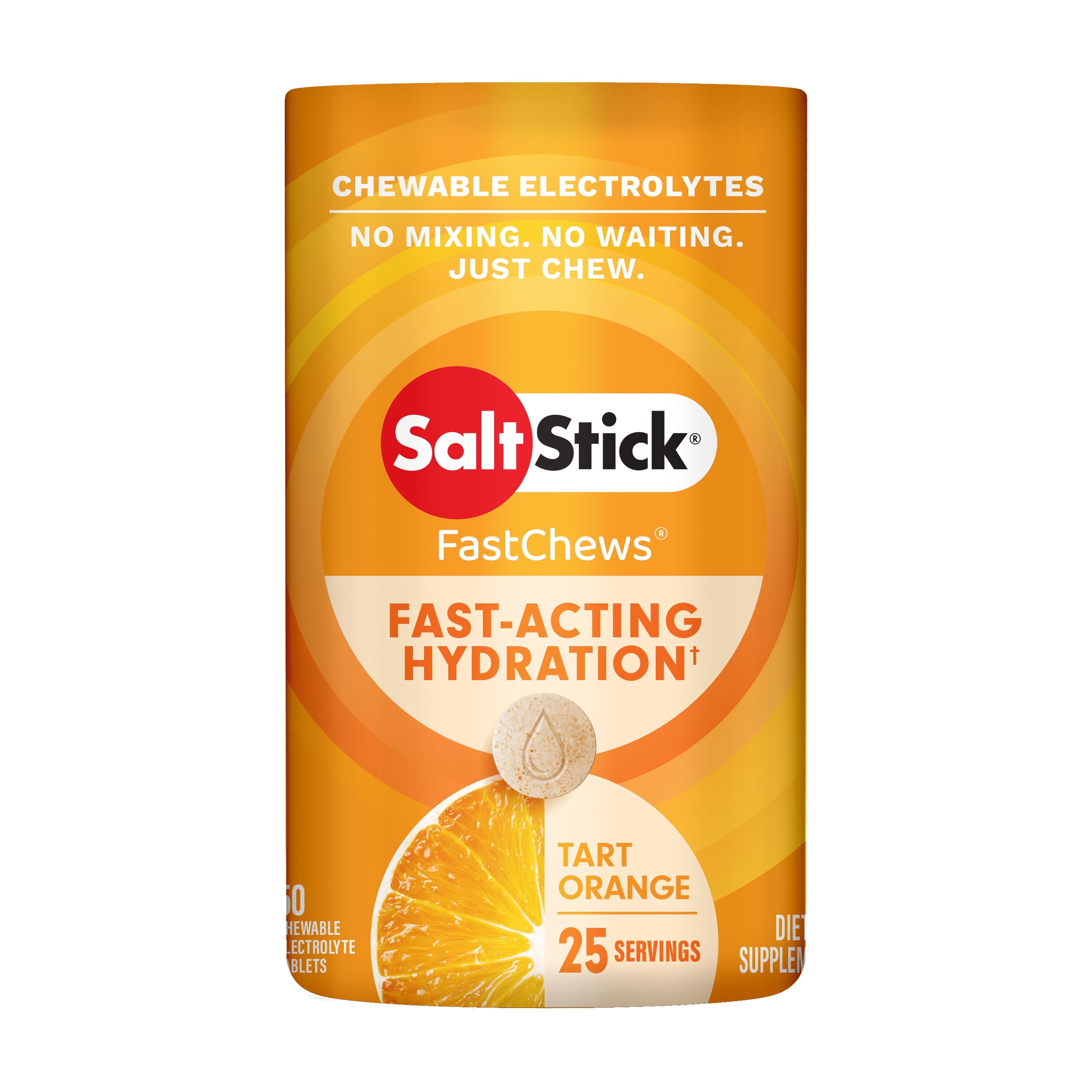 SaltStick Electrolyte FastChews, Orange Chewable Electrolyte Tablets, Salt Tablets for Runners, 50 Count