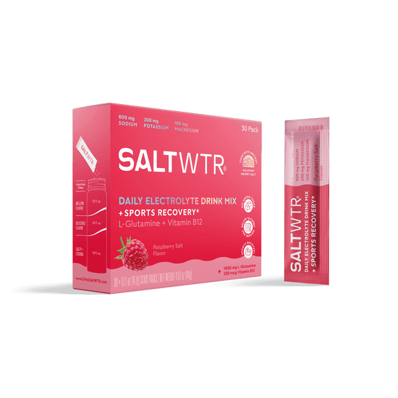 SaltWTR Electrolytes Powder Packets, Raspberry Salt Sports Recovery Hydration, 30 Count
