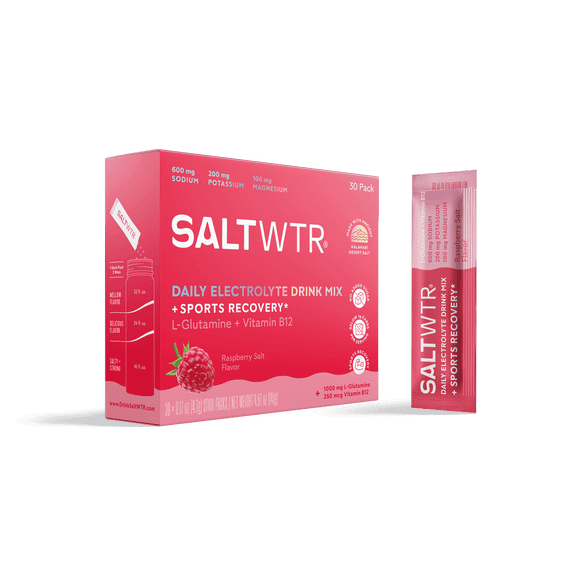 SaltWTR Electrolytes Powder Packets, Raspberry Salt Sports Recovery Hydration, 30 Count