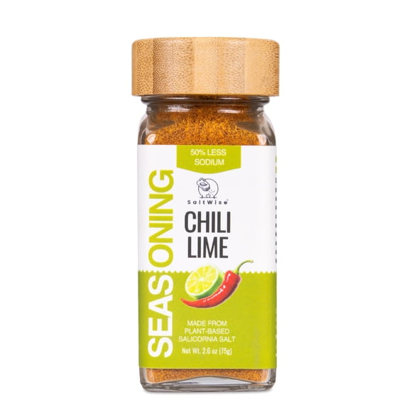 SaltWise Chili Lime Seasoning | Low Sodium Citrus Chili Blend with Plant-Based Salicornia | Mexican-Style Spice for Tacos, Fruit, Seafood, Popcorn & Margarita Rims | Gluten Free, Non-GMO, No MSG | 2.