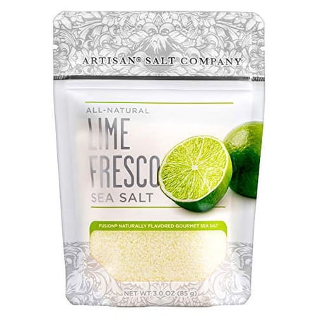 SaltWorks Natural Fusion Lime Fresco Flavored, Artisan Zip-Top Pouch, Sea Salt 3 Ounce