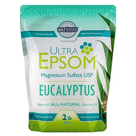 SaltWorks Ultra Epsom Scented Bath Salt, Eucalyptus, 2 Pound Bag