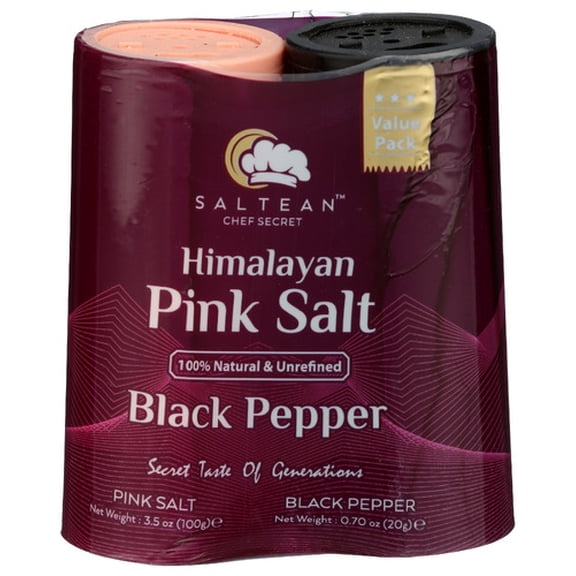 Saltean Chef Secret Salt Pink Himalayan & Pepper Set 3.5 oz (Pack of 12)
