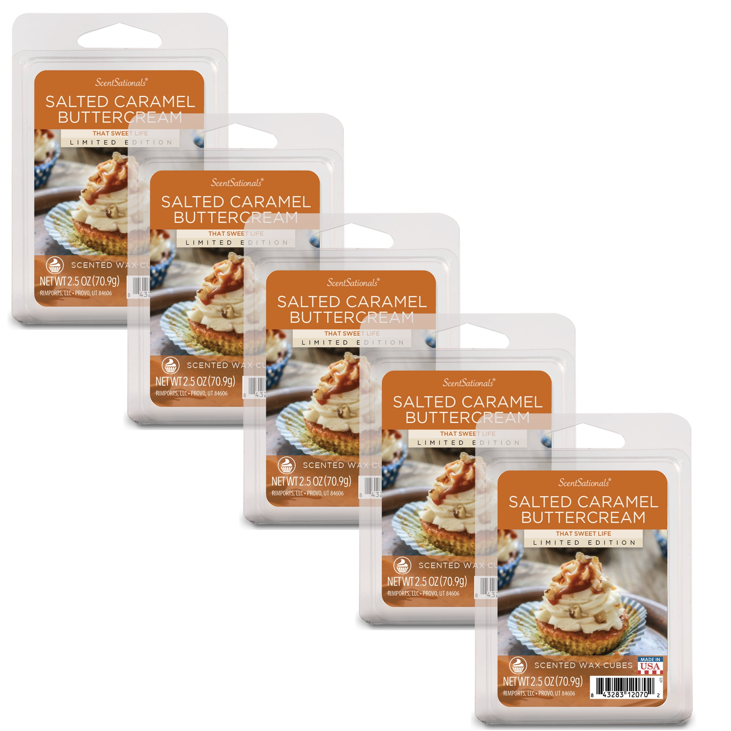 Salted Caramel Buttercream Scented Wax Melts, ScentSationals, 2.5 oz (5-Pack)