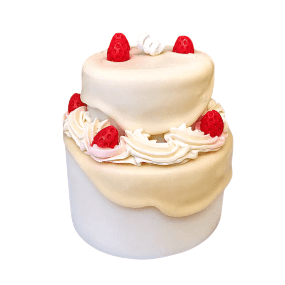 Salted Caramel Cake Candle Realistic Soy Wax Dessert Candle with 22-Hour Burn Time and Sweet Scent