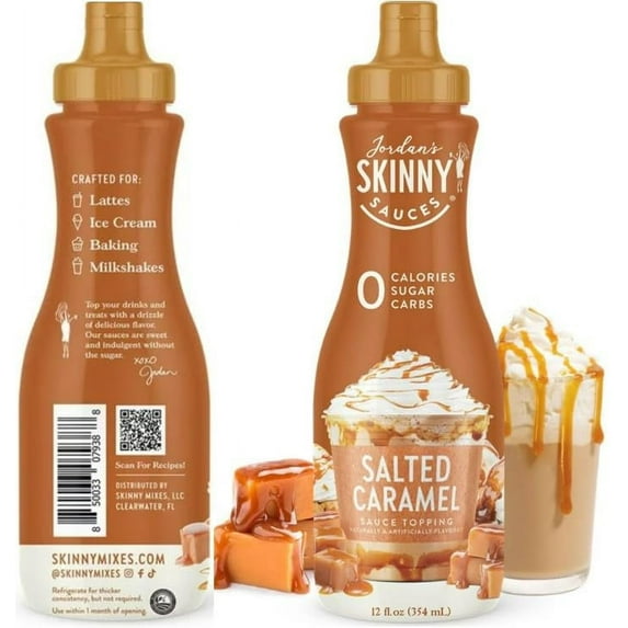Salted Caramel Coffee Syrup Sauce Sugar Free Keto Zero Calories (Pack of 2) Jordans Skinny